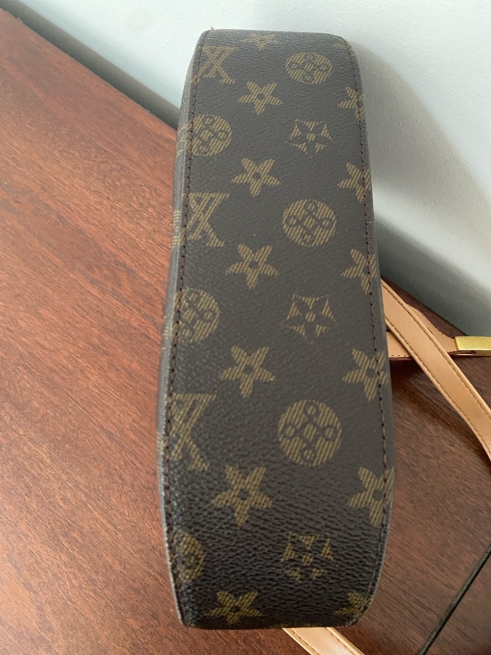 Designer-Inspired Monogram Mini Shoulder Bag in Brown and Tan - Picture 12 of 16